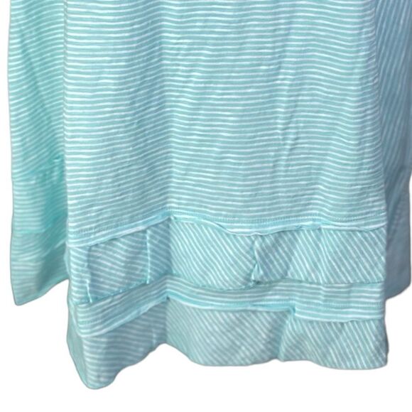 Soft Surrounding Wms Sz 2XL Aqua Sky Stripe Relaxed Fit Raw Edge Tunic Tee Shirt - Picture 3 of 6